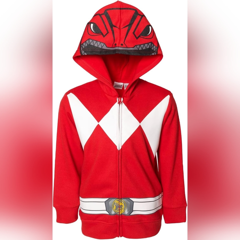 Red Power Rangers Zip Up Hoodie, Size 14/16